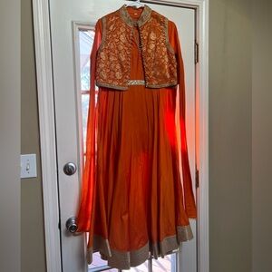Rust/Orange Anarkali with Churidar Pant, Size 36